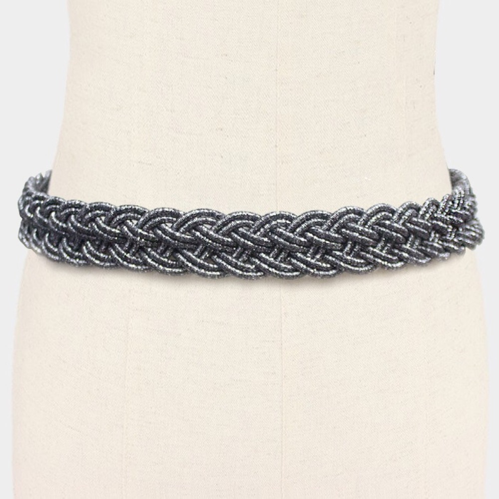 Hematite Shimmery Cord Chain Closure Statement Belt